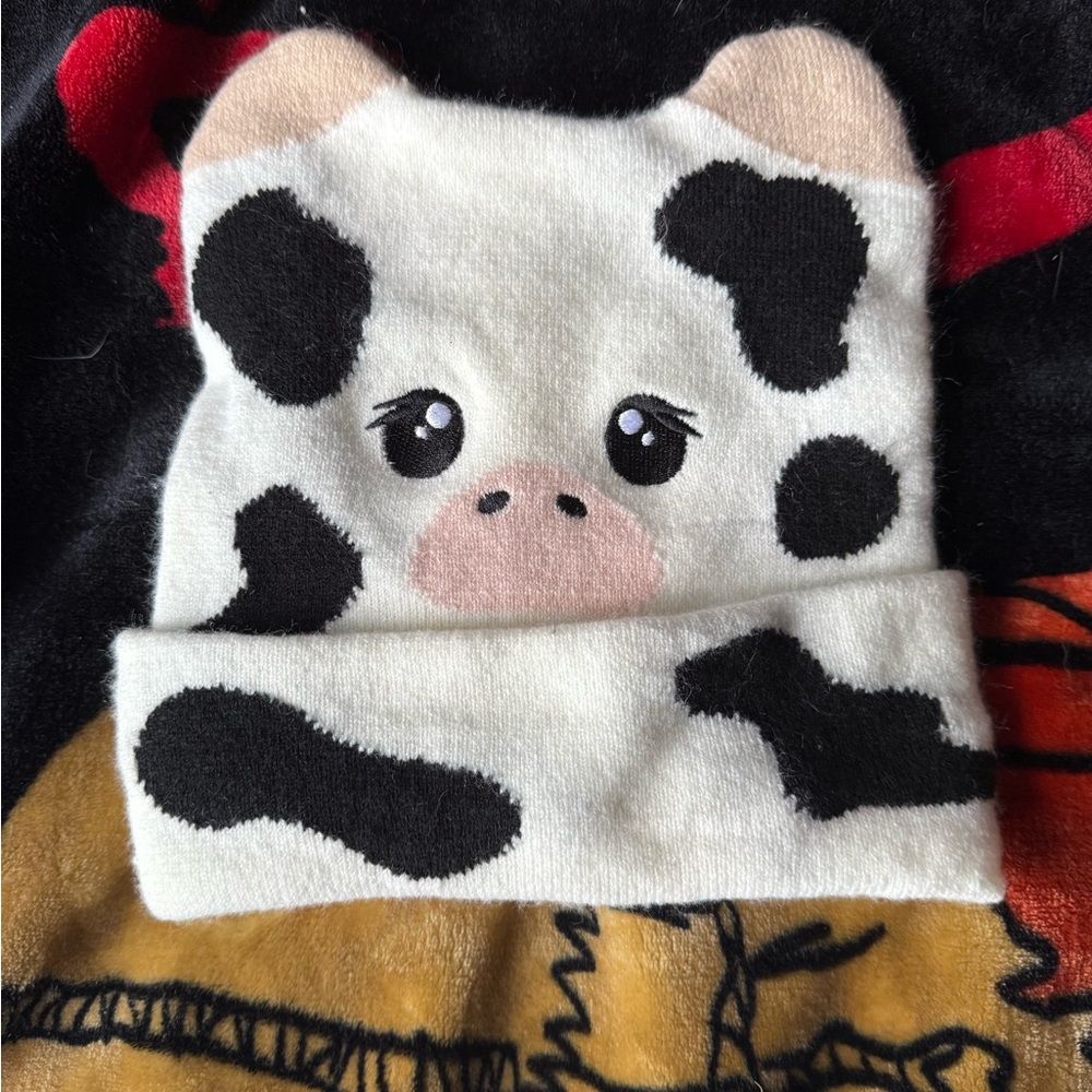Hot Topic Cow Print Beanie